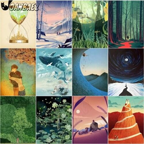 Cartoon Landscape Diamond Painting Anime Mosaic Kit Whale Cross Stitch Rhinestone Inlaid 5D Diy Handmade Gift Design Home Decor