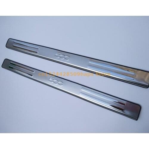 Free shipping for 2010-2015 FIAT 500 stainless steel scuff plate door sill 2pcs/set car accessories car sticker car styling