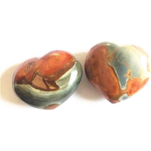 Natural Polychrome Jasper Heart Shaped Crystal Gemstones For Healing Reiki