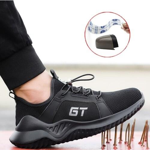 New Summer Breathable Safety Shoes Male Fashion Mesh Anti-smashing Puncture Proof Non-slip Lightweight Comfortable Work Shoes