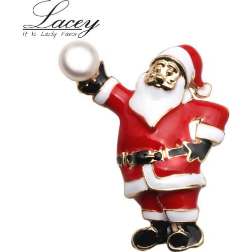 New design Santa Claus brooch jewelry,natural pearls brooch christmas gift