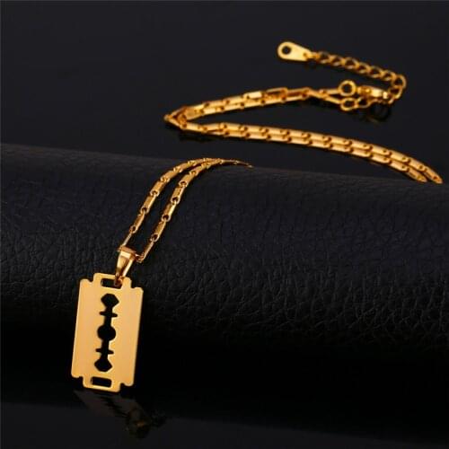 Kpop Necklace Gold Color Chain Simple Planar Hollowing Out Necklaces & Pendants For Women / Men P209