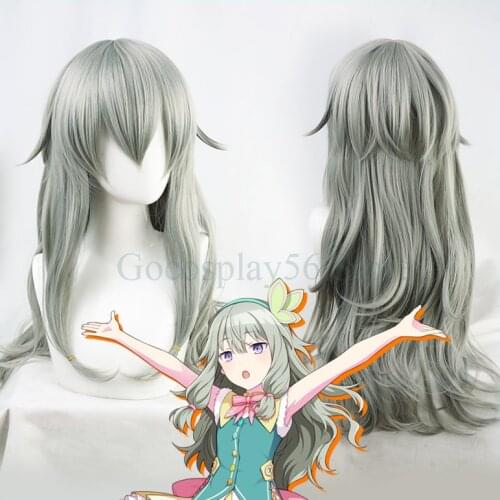 Kusanagi Nene Cosplay Wig Grey Green Lolita Girls Long Straight Wavy Synthetic Hair Role Play Free Wig Cap