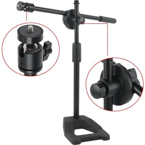 Adjustable Boom Arm Video Microscope Stand M6 1/4 Screw Camera Supporter Repair Bracket Soldering Inspectig Desktop Holder