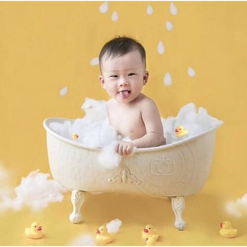 Newborn Baby Photography Bathtub Props Infant Picture Photoshoot White Baskets Tiny Baby Photo Shooting fotografia Studio Props