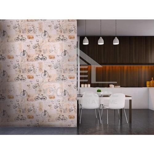 Home Use as Backsplash Shelf Paper Removable Self Adhesive Vintage Bike Peel and Stick Wallpaper Contact Paper