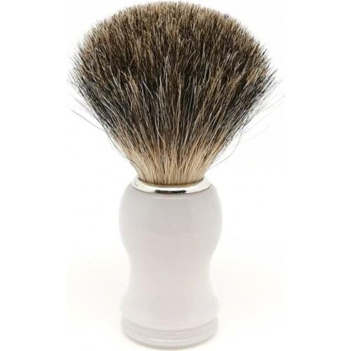 TEYO Pure Badger Hair Shaving Brush of White Handle Perfect for Wet Shave Soap Safety Razor Beard Brush Tools
