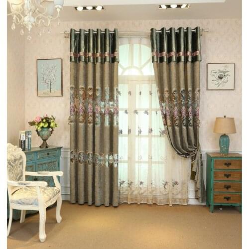 European Style Curtains High-grade Chenille Jacquard Hollow Embroidery Customization Curtains for Living Dining Room Bedroom