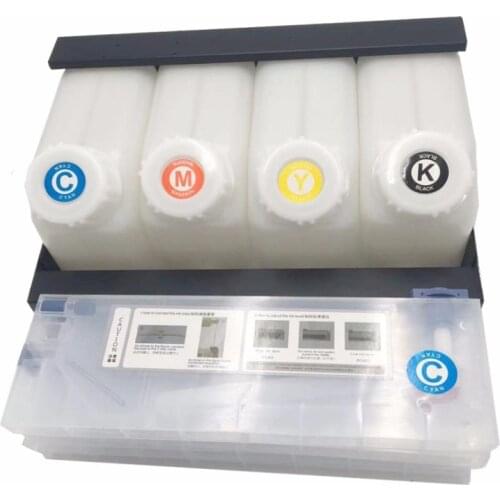 Inkjet printer 4 color ciss ink supply system bulk 4 tanks 4 cartridges for mimaki mutoh roland galaxy allwin solvent plotter