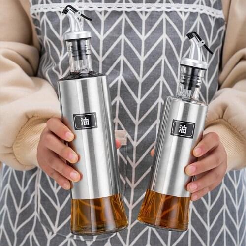 Glass Oil Sprayer Liquor Dispenser for Vinegar Sauce with Silicone Sealed Switch Leakproof Oil Bottle 300ml Anti-slip Bottom