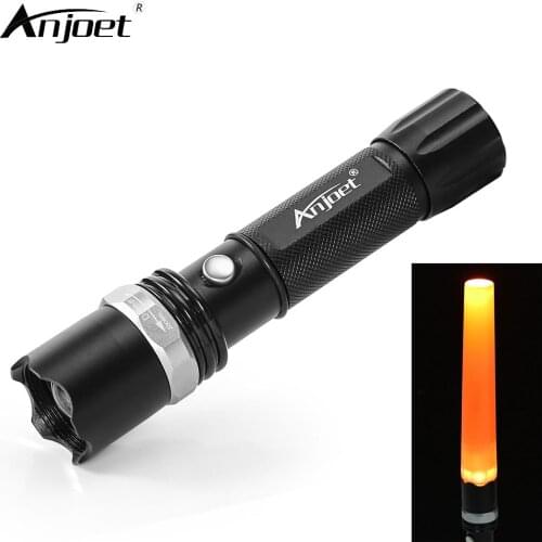 ANJOET tactical flashlight XML Q5 1000LM powerful led lamp torch lantern traffic police equipment by 18650/AAA red baton light