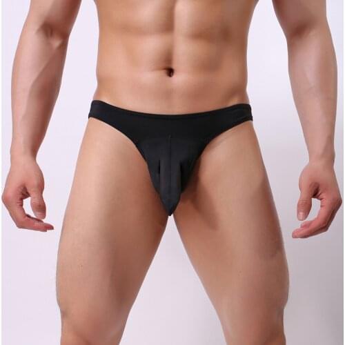 Mens Underwear New Solid Color Ice-Threaded Bullet Sexy Panties Breathable Elephant Nose Underwear Ropa Interior Hombre Briefs
