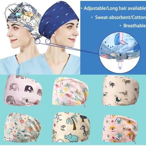 Outdoor Camping Protective Hat Spa Breathable Pet Shop Attendant Cleaning Nursing Veterinary Medical Surgical Uniform Cotton Cap