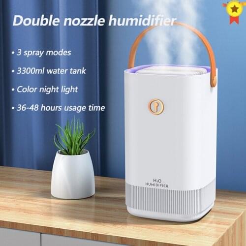3.3L Air Humidifier Essential Oil Aroma Diffuser Double Nozzle Ultrasonic Humidifier Aromatherapy Diffuser With Coloful light
