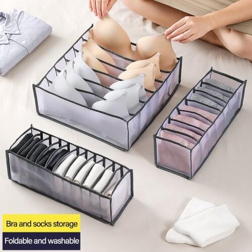 6/7/11 Grids Bra Storage Box Underwear Clothes Organizer Drawer Divider Closet Organizer For Folding Ties Socks Shorts Organizer