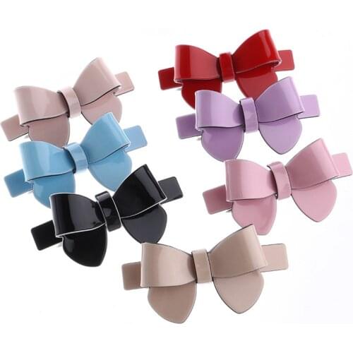 8cm high end bow knot ribbon solid acrylic color large korean barrettes clips accessories for women girls