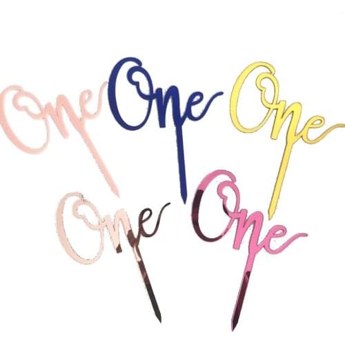 Creative English One Acrylic Cake Insert Holiday First Birthday Anniversary Party Baking Decoration Topper 1pc