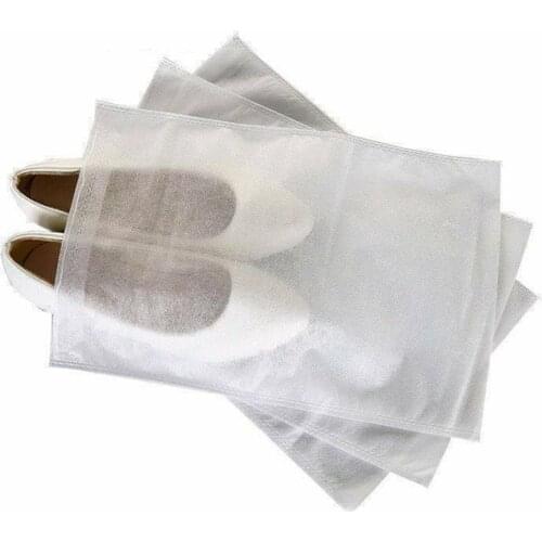 10Pcs/Set Portable Non-woven Dustproof Shoe Bag Drawstring Shoes Clear Storage Bags Travel Shoe Bags White