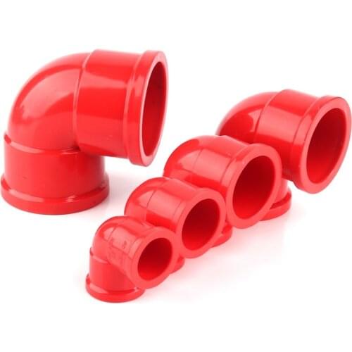 2pcs Red PVC Pipe Connectors UPVC Pipe Elbow Connector Aquarium Fish Tank Water Pipe Joints Drainpipe Water Tube Parts Fittings