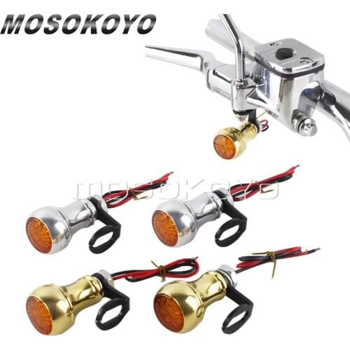 2x Front Turn Signal Light Amber LED Indicator Relocation Holder Solid Brass LED Mini Blinker for Triumph Cafe Racer Scrambler