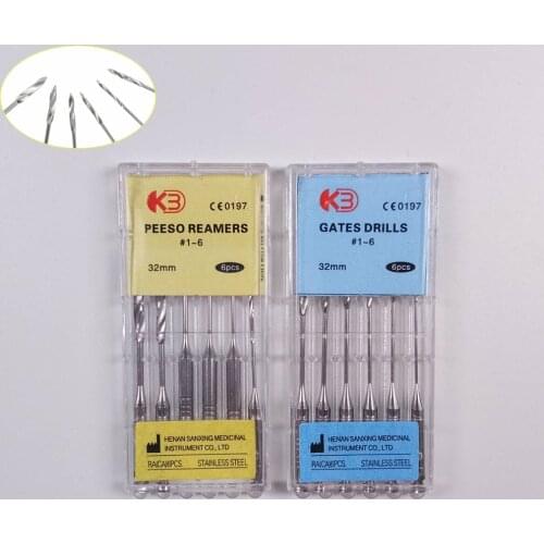 5Box(30Pcs) Dental Burs Drills Endodontic Root Canal Files K3 Rotary GATES PEESO REAMERS Drill 32mm #1-#6 Sharp