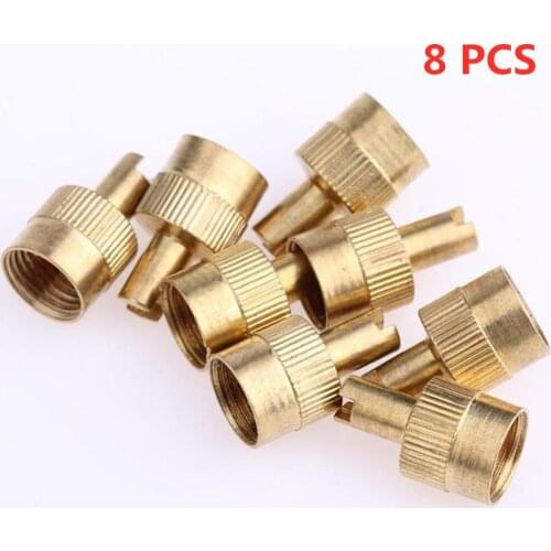 8Pcs/Lot Copper Slotted Head Car Motorcycle Tire Valve Stem Caps With Valve Core Remover Tool Metal Tyre Wheel Parts Accessories