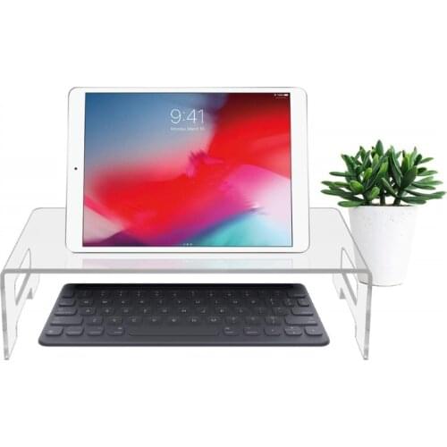 H4GA Acrylic Monitor Stand Elegant Clear Laptop Riser Computer Desktop Stand Desk Display Tray Shelf for Home Office Business