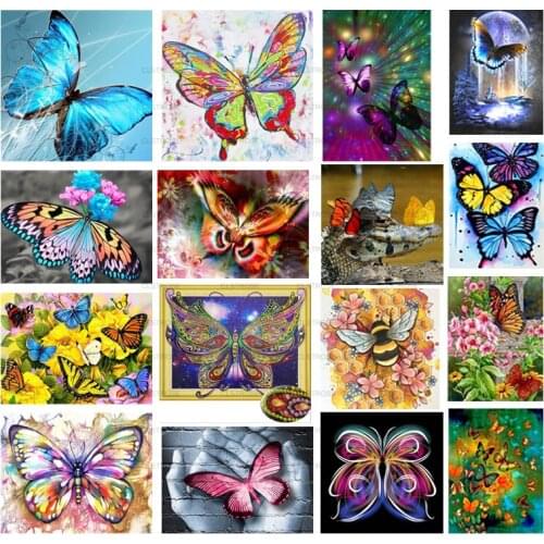 Acrylic Material Diy Modern Style Diamond Painting Multicolored Butterfly Life Scenario Round Diamond Furniture Decoration