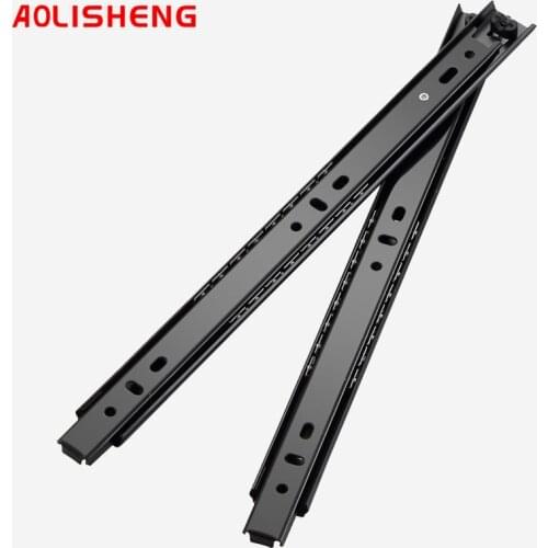AOLISHENG Free Shipping 27mm Width Two Sections Ball Bearing Telescopic Furniture Keyboard Tray Drawer Slides Rail