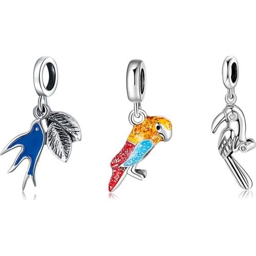 Authentic 925 Sterling Silver eagle Sparkling colorful CZ Charms bead Fit Original europeu Charm Bracelet bangles Jewelry making