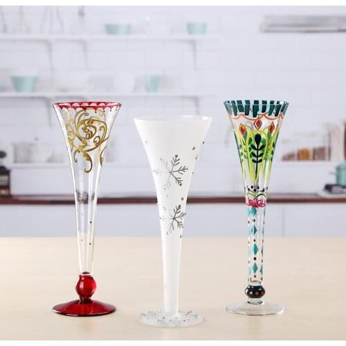 300ml Hand Painted Cocktail Glasses Creative Wine Champagne Glass Goblet Juice Cup Home Bar Club Party Wedding Drinkware Gifts