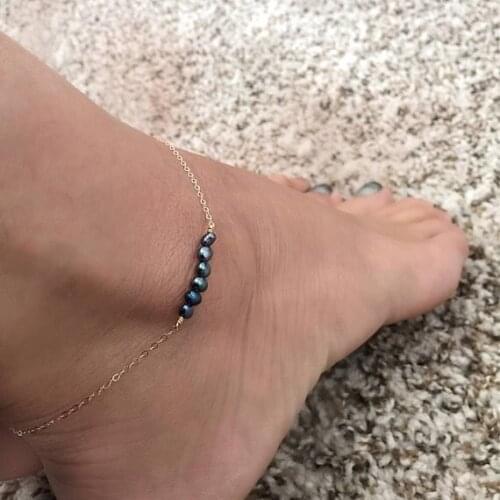 Black Pearl Anklet Peacock Pearl Gold Ankle Bracelet Tahitian COLOR Pearl Summer Anklet Beach Anklet