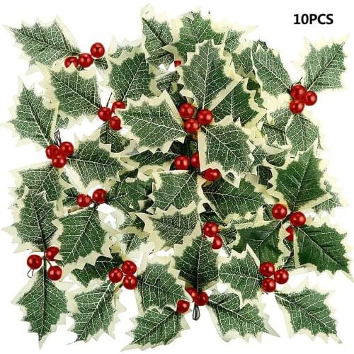 Decoration Wreath Rattan Christmas Tree Decorations Red Fruits + Leaves Leaf Cuttings DIY Branch Plug-in Accessories For Wedding
