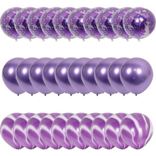 40Pcs Blue Pink Agate Marble Balloons Metal Gold Silver Confetti Balloon Wedding Baby Shower Graduation Birthday Party Decor