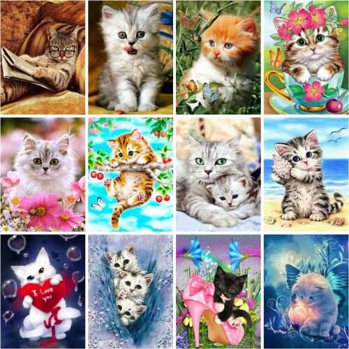 EverShine Diamond Painting Cat Picture Rhinestones Diamond Embroidery Animals Caross Stitch Mosaic Art Hobby Gift Home Decor