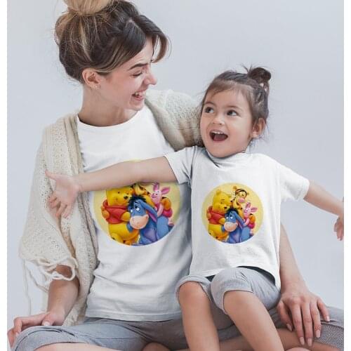 Boy Tshirt New Child Short Sleeve Winnie Piglet Eeyore Rabbit Printed Girls Top Fashion Summer Mom Dad Daughter Son Tee shirt