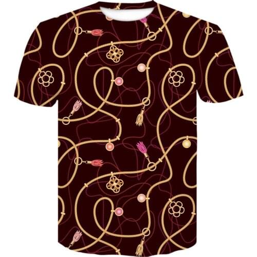 Colorful Chain series t shirt 2021 New Fashion Men/Women 3D Print Red vintage tshirt Casual high quality streetwear luxury Tops