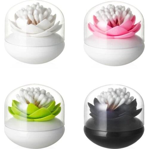 Hot Chic Lotus Flower Cotton Bud Holder Toothpick Case Cotton Swab Box Home Décor