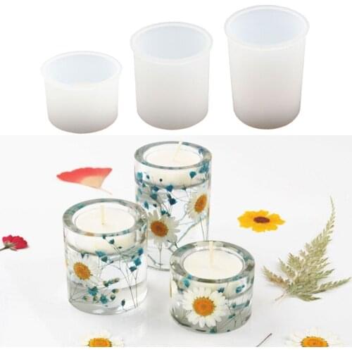 Candle Holders Crystal Epoxy Resin Mold Candle Tray Candleholder Silicone Mould DIY Crafts Home Decorations Casting Tools