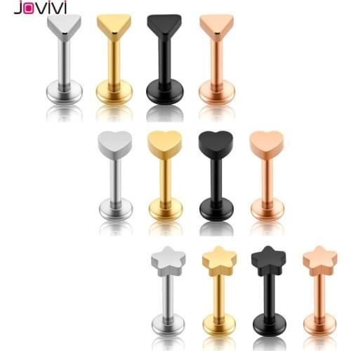 Jovivi 316L Stainless Steel Labret Monroe Lip Ring Cartilage Helix Tragus Nose Piercing Internally Threaded Straight Barbell 16G