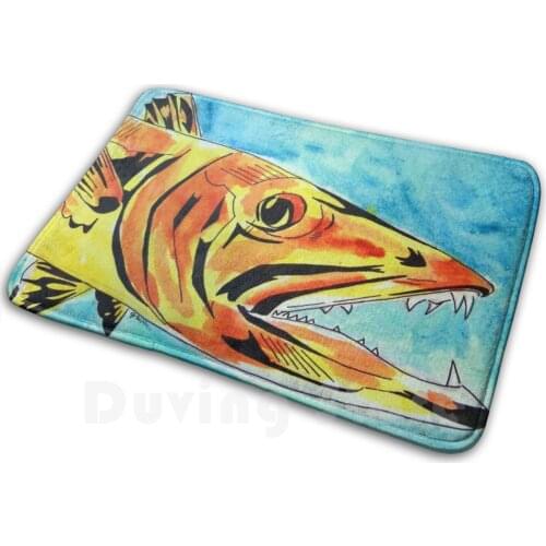 Barracuda Soft Non-Slip Mat Rug 2933 Carpet Cushion Barracuda Fish Gone Fishing Fishing Sealife Sea Life Janin Wise Dream