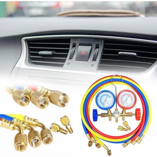 R410A R22 Manifold Gauge Set AC A/C 5FT Color Hose Air Conditioner HVAC 60'' Car Accessories