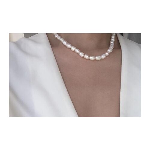 New Favorite Pearl Jewelry White Color Real Baroque Freshwater Pearl Necklace Chain Gold Clasp Natural 10mm Beads Women Gift