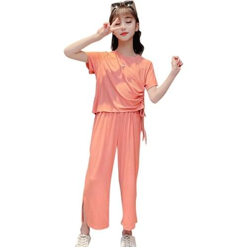 Girls Clothes Tshirt +Pants Clothes For Girls Summer Teenage Clothes For Girls Casual Style Childrens Tracksuit 6 8 10 12 14