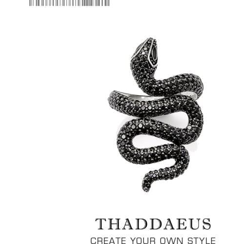 Open-end Black Snake Pave Ring,Europe Style Glam Fashion Good Jewerly For Women,2020 Gift In 925 Sterling Silver,Super Deals