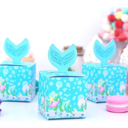 Mermaid Party Gift Bags Favor Box Favor Bags Mermaid Tail Birthday For Girl Party Decor Under the Sea Supplies Baby Shower 5pcs