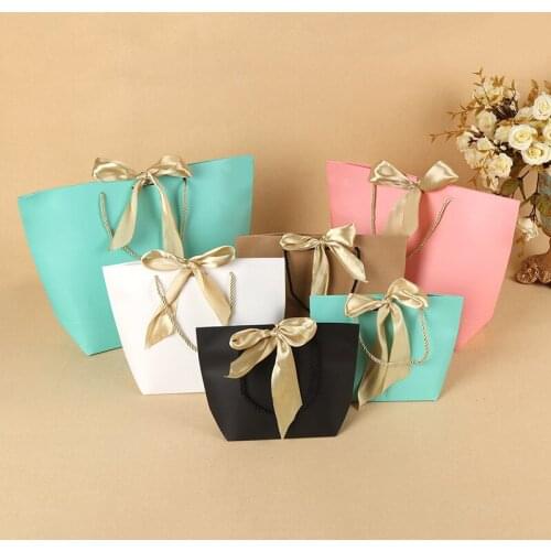 Gift bag Gold Present Box For s Clothes Books Packaging Gold Handle Paper Box Bags Kraft Paper Gift Bag With Handles Dec