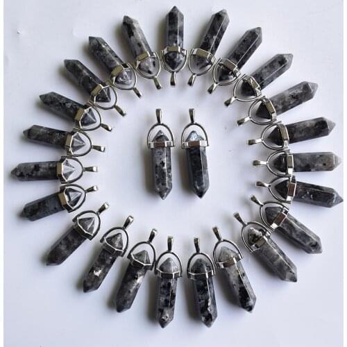 Natural black ShimmerStone pillar shape charms point Chakra pendants for jewelry making 30pcs/lot Wholesale free shipping