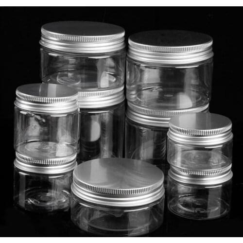 Transparent Storage Bottle Round Liquid Jar Aluminum Cover Plastic Lip Handmade Supplies Bottling Box Household Organizer Decor