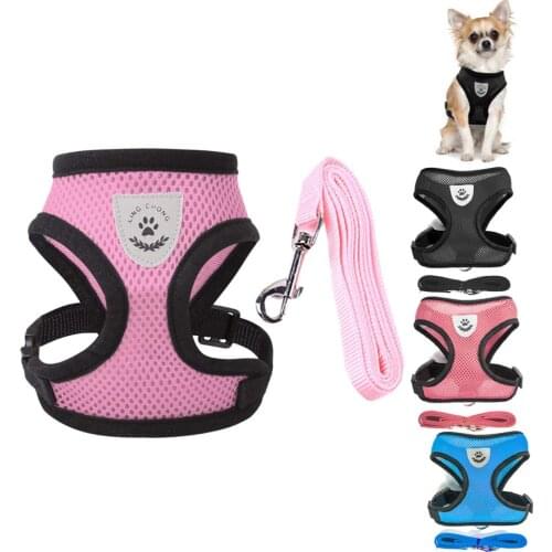 Breathable Mesh Pet Vest Harness and Leash Set Small Dog Puppy Cat Vest Harness Collar For Chihuahua Pug Bulldog Cat arnes perro